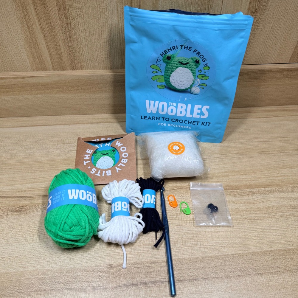 The Woobles Henri the Frog Learn to Crochet Kit for Beginners Amigurumi READ